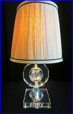 1960's ORIGINAL RETRO VINTAGE CRYSTAL LAMP, LIGHT AND SHADE