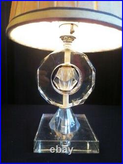 1960's ORIGINAL RETRO VINTAGE CRYSTAL LAMP, LIGHT AND SHADE