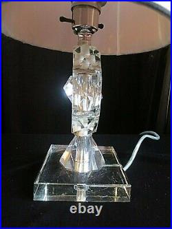 1960's ORIGINAL RETRO VINTAGE CRYSTAL LAMP, LIGHT AND SHADE