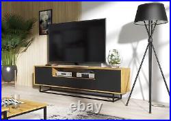 200cm Loft Retro Industrial TV Unit Stand Vintage Oak Cabinet Cupboard Sideboard