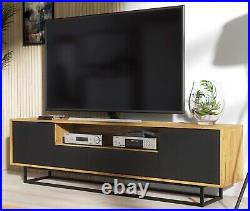 200cm Loft Retro Industrial TV Unit Stand Vintage Oak Cabinet Cupboard Sideboard