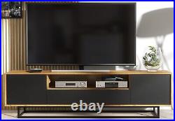 200cm Loft Retro TV Unit Stand Vintage Oak Cabinet Cupboard Sideboard