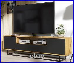 200cm Loft Retro TV Unit Stand Vintage Oak Cabinet Cupboard Sideboard