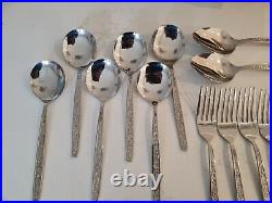 44 X Vintage Retro Stainless Steel Cutlery Set Canteen Floral 70s 60s 80s