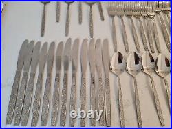 44 X Vintage Retro Stainless Steel Cutlery Set Canteen Floral 70s 60s 80s