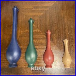 4 Vintage MCM Mid Century Modern Green Genie Bottle Vases Wall Decor Retro