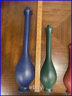 4 Vintage MCM Mid Century Modern Green Genie Bottle Vases Wall Decor Retro