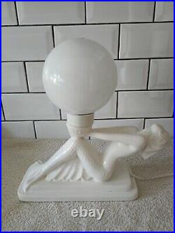 80s Post Modern Art Deco Insp Memphis Lamp Mermaid Globe Light Retro