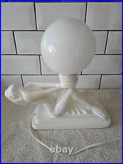 80s Post Modern Art Deco Insp Memphis Lamp Mermaid Globe Light Retro