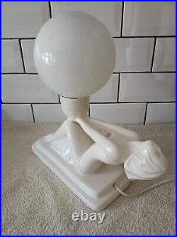 80s Post Modern Art Deco Insp Memphis Lamp Mermaid Globe Light Retro