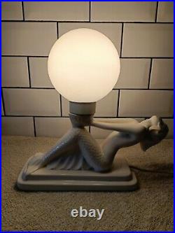 80s Post Modern Art Deco Insp Memphis Lamp Mermaid Globe Light Retro