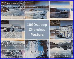 8x Original Jeep Cherokee Advertising Posters Automobilia Car 1990s 90s Retro