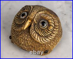 Antique Musical Bell Owl Metal Service Store Hotel Desk Art Decor Rare Old 20th