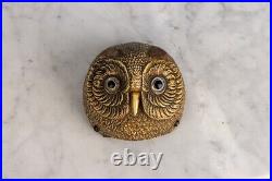 Antique Musical Bell Owl Metal Service Store Hotel Desk Art Decor Rare Old 20th