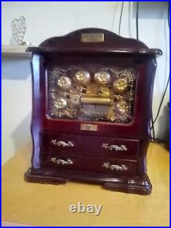 Antique Vintage Gorham sankyo Cylinder Music Jewellery Box With Striking Bells