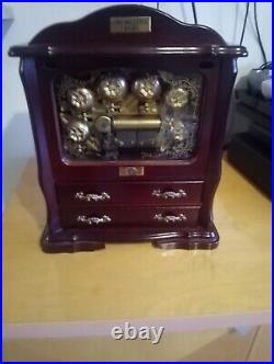 Antique Vintage Gorham sankyo Cylinder Music Jewellery Box With Striking Bells