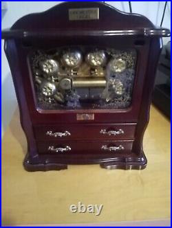 Antique Vintage Gorham sankyo Cylinder Music Jewellery Box With Striking Bells