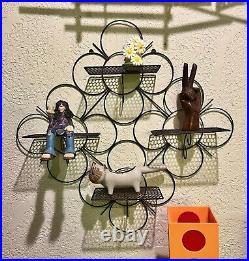 Atomic Mid Century Abstract Geometric Wall Hanging 4 Shelf Mesh Retro Vintage