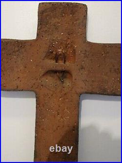 BELGIUM RETRO VINTAGE CERAMIC CRUCIFIX 1960s PERIGNEM AMPHORA BRUGES VANDEWEGHE