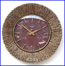 BRUTALIST Vintage EAST GERMAN 1960s Midcentury Wall Clock Lounge Decorative