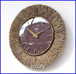 BRUTALIST Vintage EAST GERMAN 1960s Midcentury Wall Clock Lounge Decorative