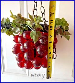 Beautiful RETRO Red Lucite Grapes Hanging From Branch and Chain VINTAGE B8