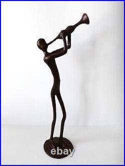 Bronze Figurine Musician Artwork Interior Design Collectable Handmade 1960 Great