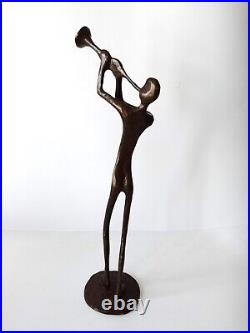 Bronze Figurine Musician Artwork Interior Design Collectable Handmade 1960 Great