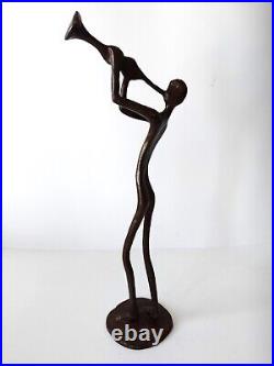 Bronze Figurine Musician Artwork Interior Design Collectable Handmade 1960 Great