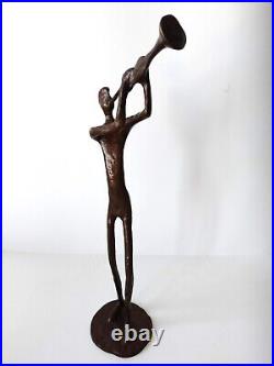 Bronze Figurine Musician Artwork Interior Design Collectable Handmade 1960 Great