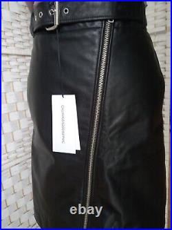 CalvinKlein205W39NYC Black Leather Skirt Designer Runway Collection