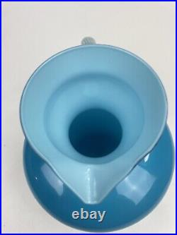 Carlo Moretti Empoli Murano Italian Blue Cased Art Glass Pitcher Handle