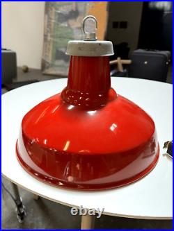 Factorylux enamel lamp shade ceiling with hanging attachment Red enamel retro