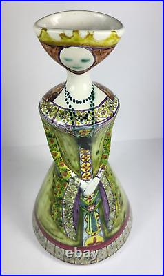 Fantastic Retro Iden Pottery Ceramic Medieval Lady Design Candle Stick Ornament