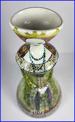 Fantastic Retro Iden Pottery Ceramic Medieval Lady Design Candle Stick Ornament