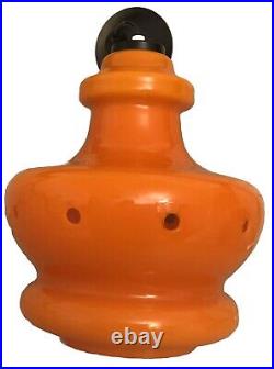 Glass Pendant Light Swedish 1960's Retro Vintage Orange Heavy Shaped Glass Light