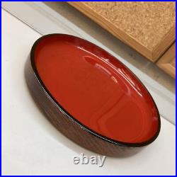 Japanese Showa Retro Lacquered Lacquerware Vermillion Inscription Plate