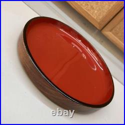 Japanese Showa Retro Lacquered Lacquerware Vermillion Inscription Plate