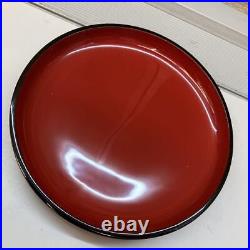 Japanese Showa Retro Lacquered Lacquerware Vermillion Inscription Plate