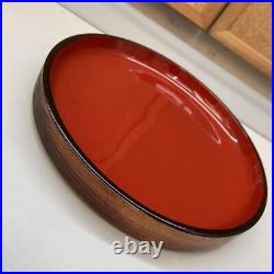 Japanese Showa Retro Lacquered Lacquerware Vermillion Inscription Plate