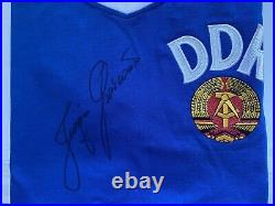 Jürgen Sparwasser 2x signed GDR jersey 1974 World Cup retro edition size M / L / XL