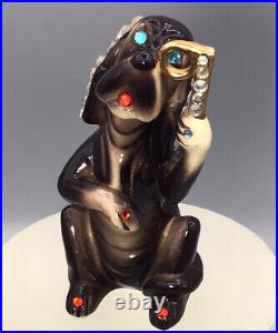 KREISS Anthropomorphic RARE 50's Blood hound dog jeweled eye lash Figurine