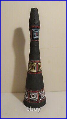 LARGE CERAMIC VASE ITALY 1960s BLACK BOTTLE SHAPE VINTAGE RETRO 46 CM