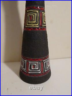 LARGE CERAMIC VASE ITALY 1960s BLACK BOTTLE SHAPE VINTAGE RETRO 46 CM