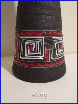 LARGE CERAMIC VASE ITALY 1960s BLACK BOTTLE SHAPE VINTAGE RETRO 46 CM