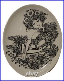 Large Vintage Retro Rosenthal Paloma Bjorn Wiinblad Wall Plate 35 X 29 CM