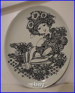 Large Vintage Retro Rosenthal Paloma Bjorn Wiinblad Wall Plate 35 X 29 CM