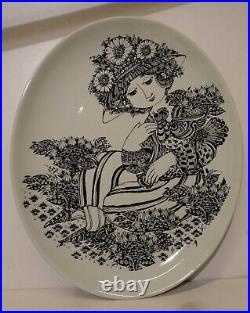 Large Vintage Retro Rosenthal Paloma Bjorn Wiinblad Wall Plate 35 X 29 CM