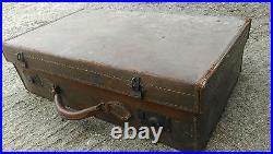 Leather suitcase with key vintage retro 1920 30 40 Car luggage