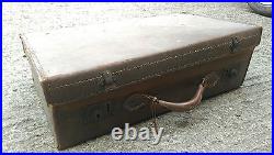 Leather suitcase with key vintage retro 1920 30 40 Car luggage